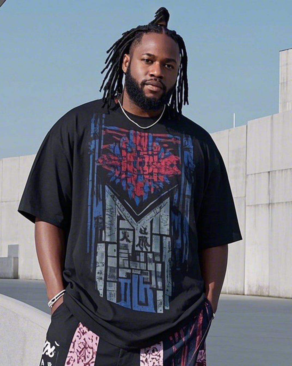 Big & Tall Streetwear T-Shirt Pants Set for big men view 2