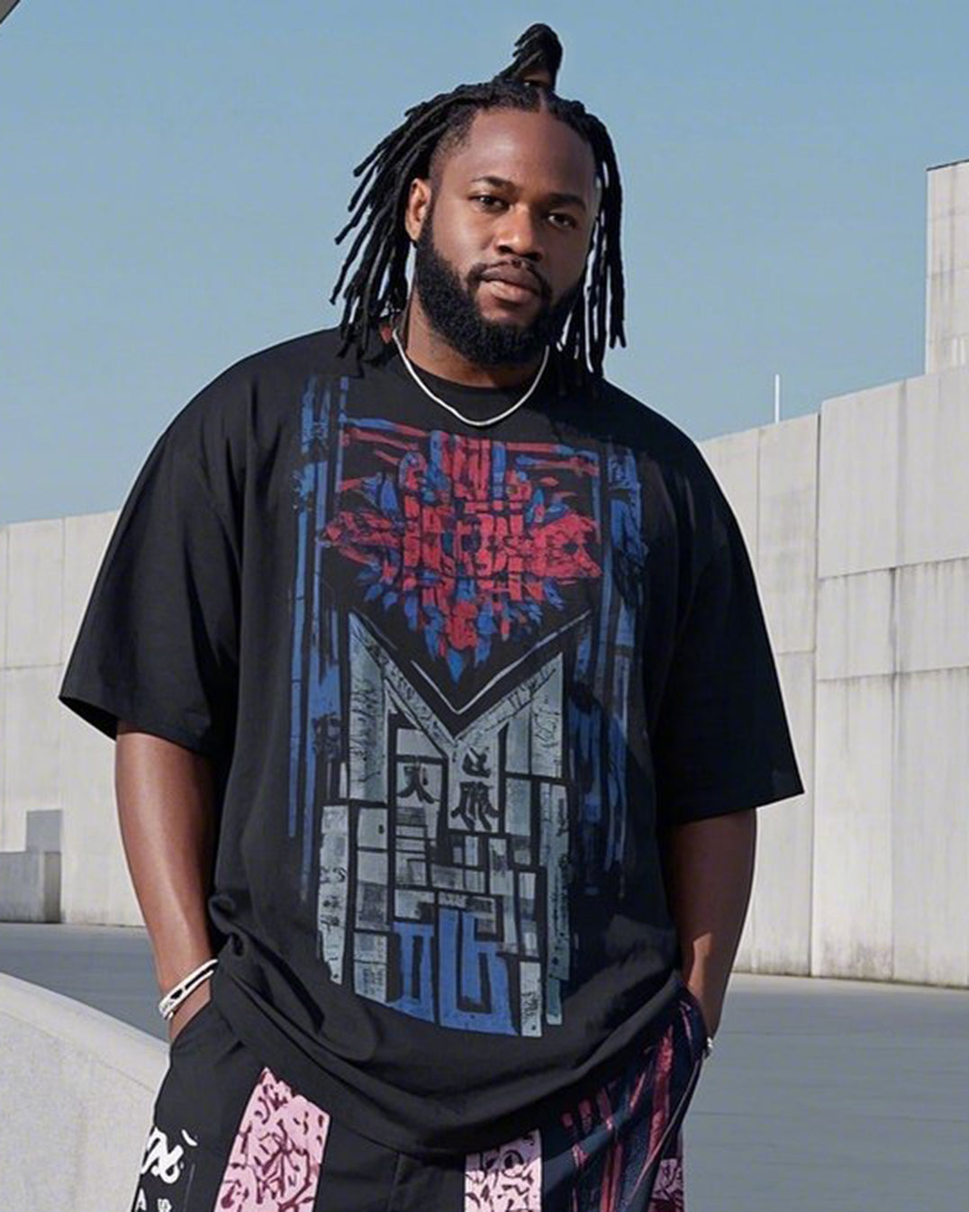 Big & Tall Streetwear T-Shirt Pants Set for big men view 2