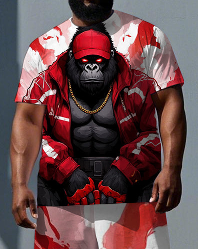 Big & Tall Streetwear T-Shirt Shorts Set for big men view 2