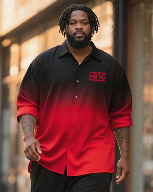 Big & Tall Black Red Graphic T-Shirt Pants Set for big men view 2