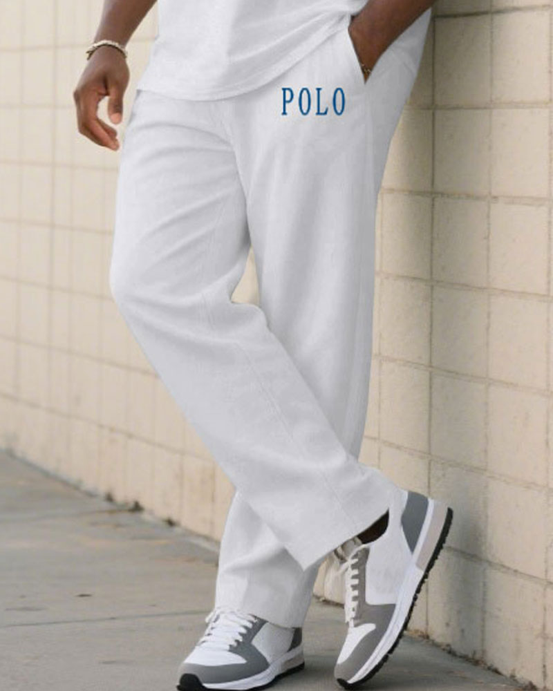 Big & Tall Black White Colorblock T-Shirt Pants Set for big men view 4