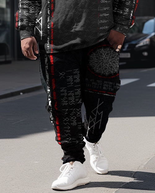 Big & Tall Streetwear Vintage Hoodie Sweatpants Set for big men view 3