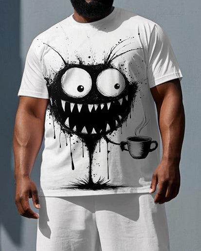 Big & Tall Graphic T-Shirt Shorts Set for big men view 2