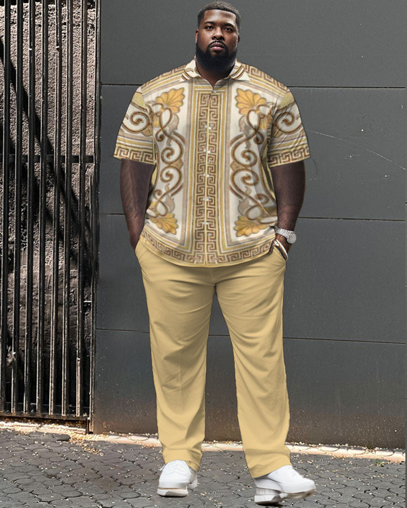 Big & Tall Geometric T-Shirt Shorts Set for big men view 1