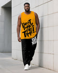 Big & Tall Orange Graphic Vest Pants Set for big men view 1