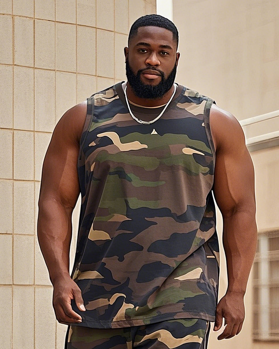 Big & Tall Camouflage Vest Pants Set for big men view 2