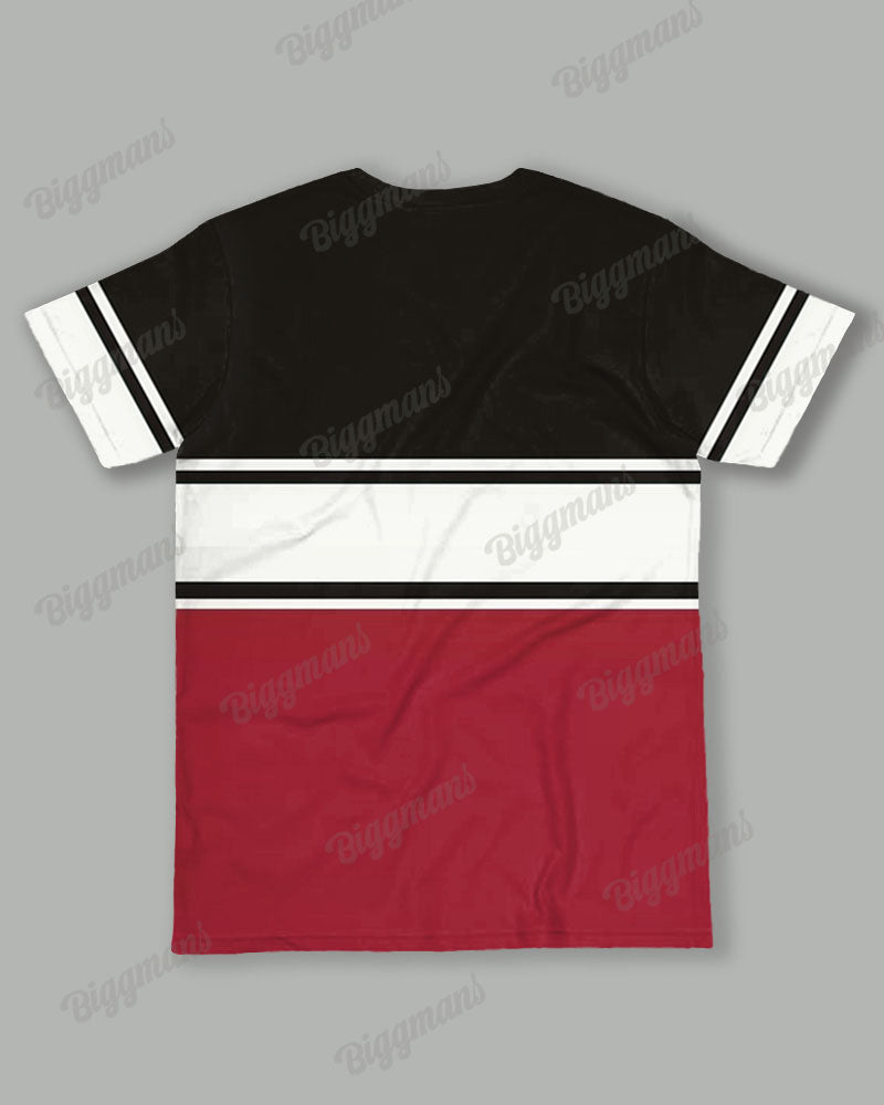 Big & Tall Black Red Colorblock T-Shirt Pants Set for big men view 3