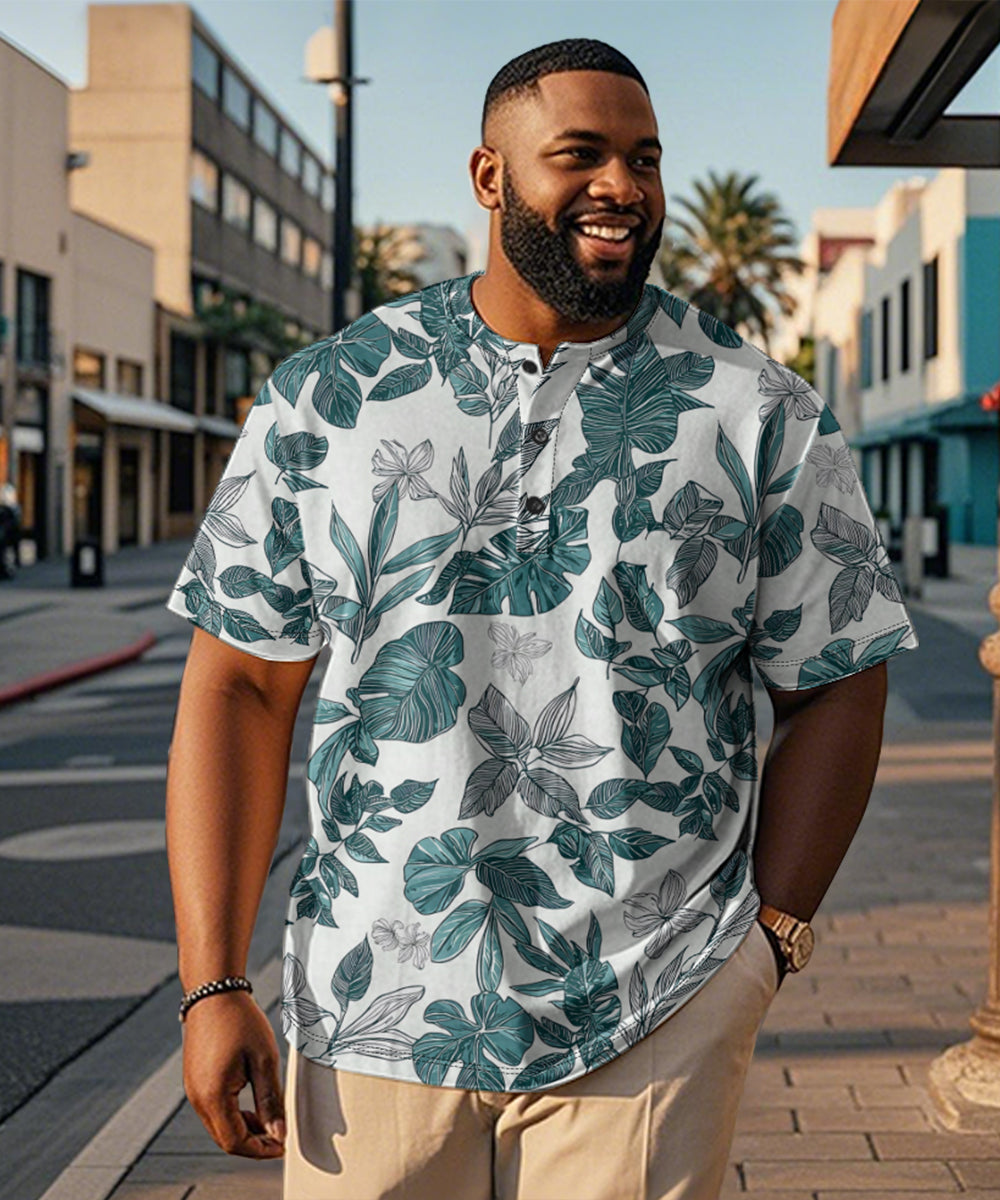 Big & Tall Hawaiian Graphic Floral T-Shirt for big men view 1