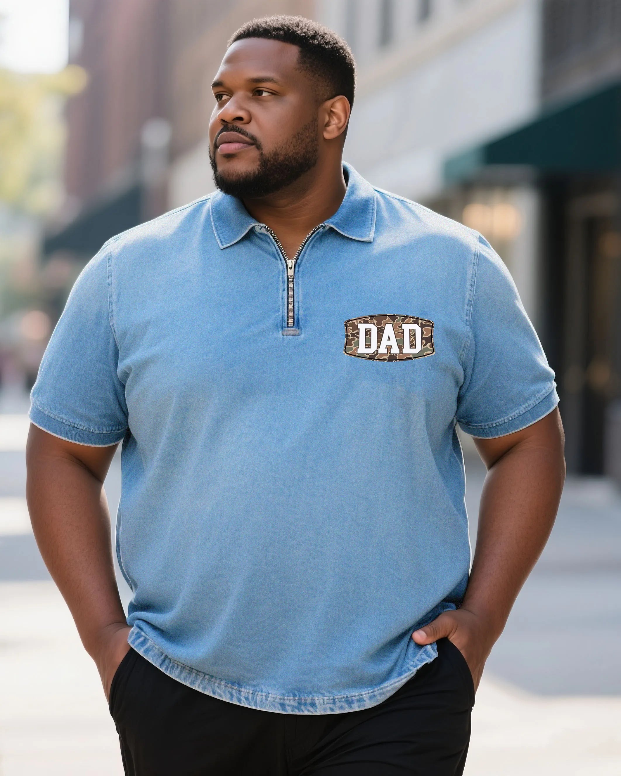Big & Tall Denim Washed Short Sleeve Shirt for big men