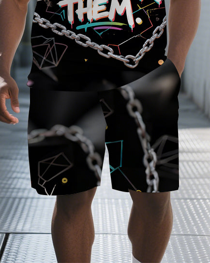 Big & Tall Graphic Graffiti Polo Shorts Set for big men view 3