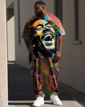 Big & Tall Graffiti Streetwear T-Shirt Pants Set for big men view 1