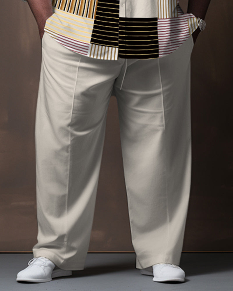 Big & Tall Colorblock Gradient Shirt Pants Set for big men view 3