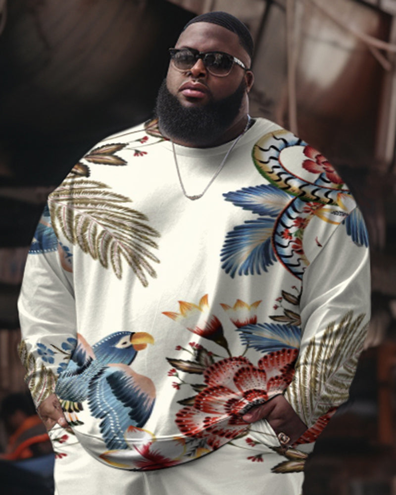 Big & Tall Floral Athletic Streetwear Two-piece Set for big men view 2