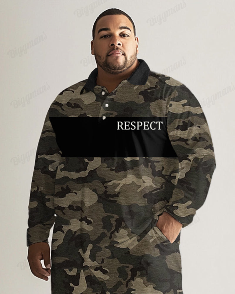 Big & Tall Graphic Camouflage Polo Pants Set for big men view 2