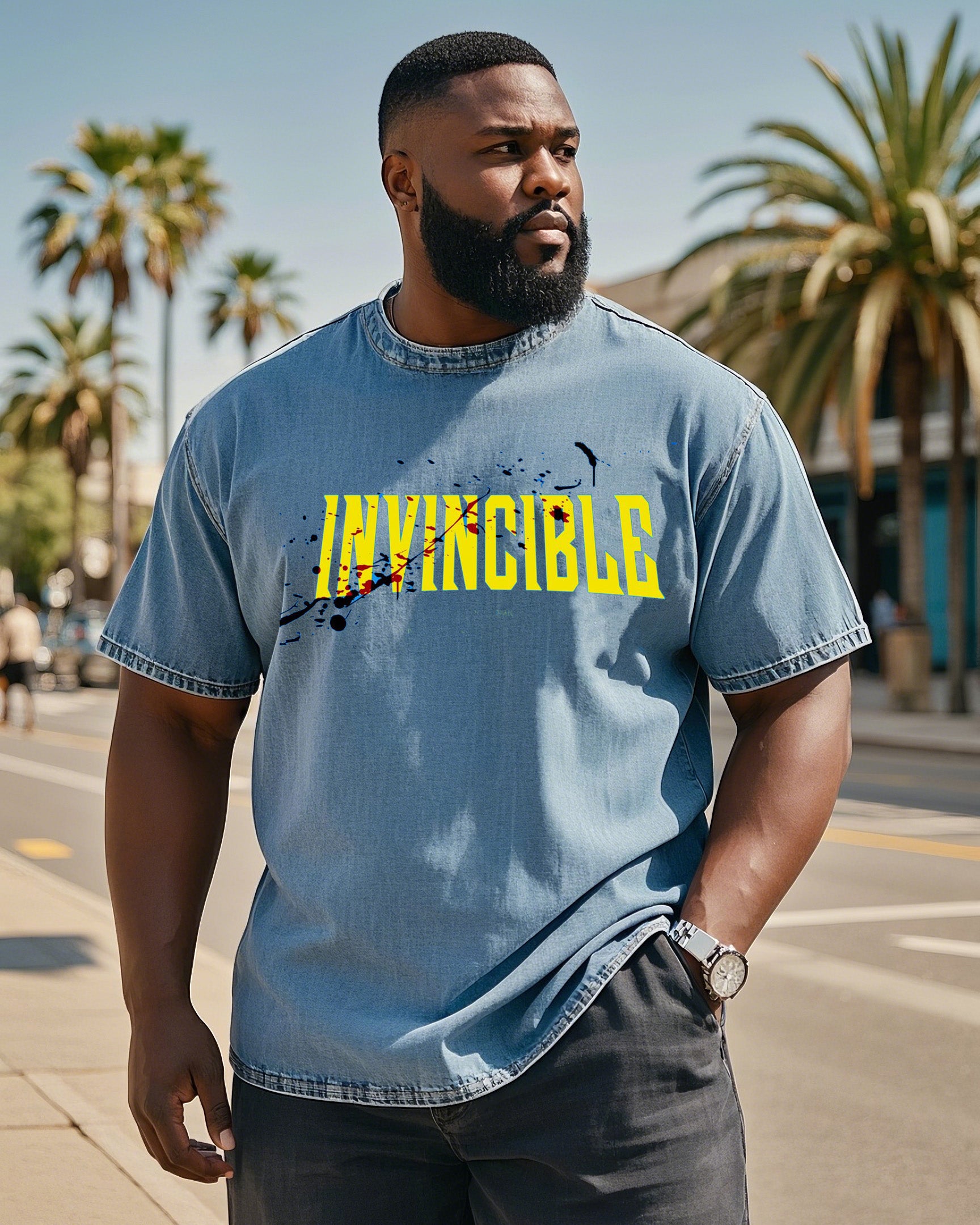 Big & Tall Denim Graffiti T-Shirt for big men