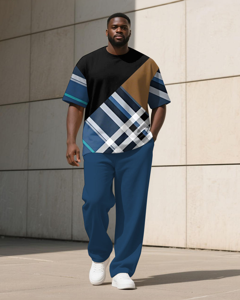 Big & Tall Colorblock T-Shirt Pants Set for big men view 2