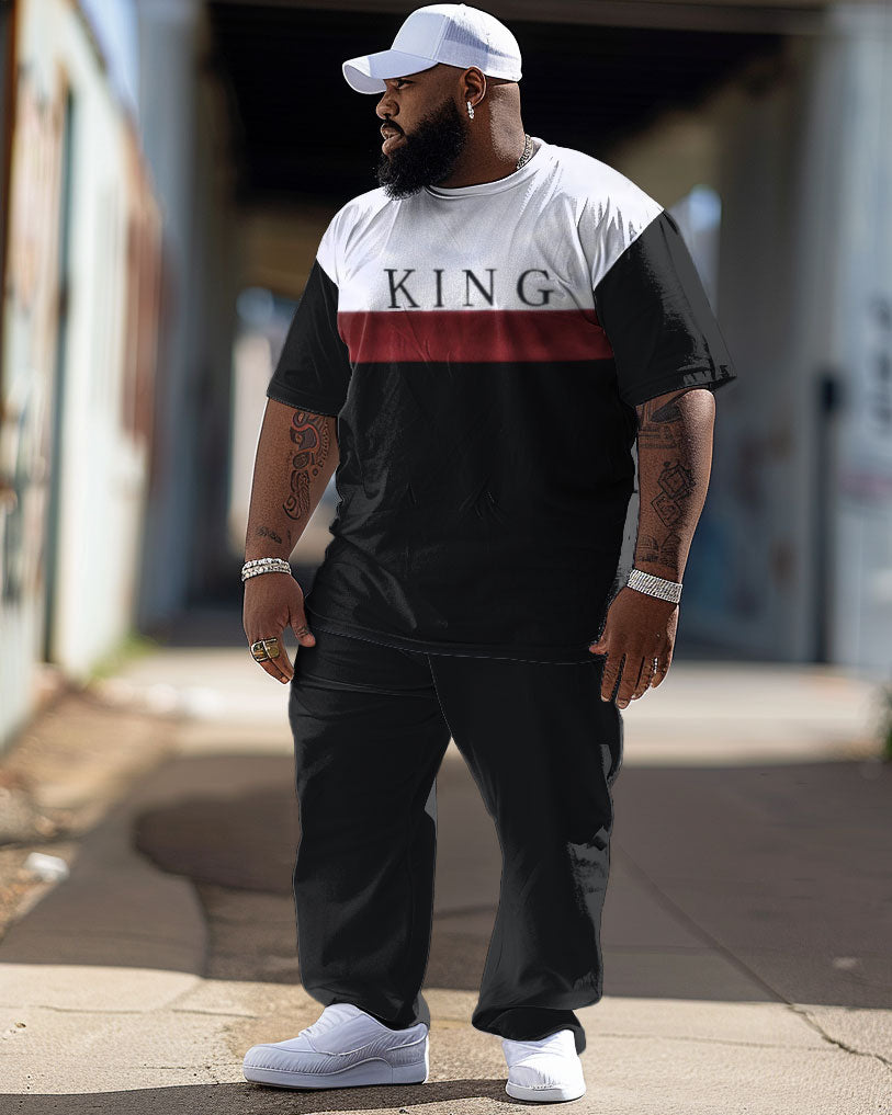 Big & Tall Colorblock Graphic Two-piece Set for big men view 1