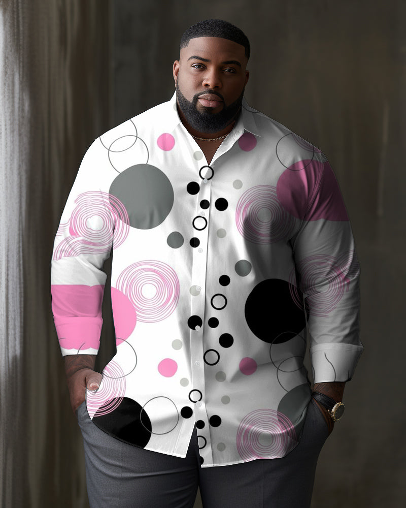 Big & Tall Geometric Patchwork Long Sleeve Shirt for big men