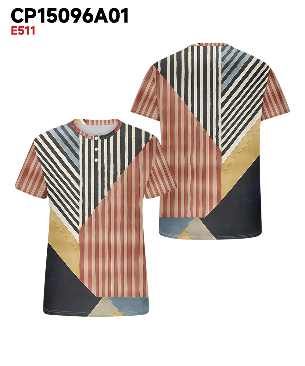 Big & Tall Red Geometric Striped T-Shirt for big men view 3