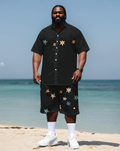 Big & Tall Colorblock Streetwear T-Shirt Shorts Set for big men view 1