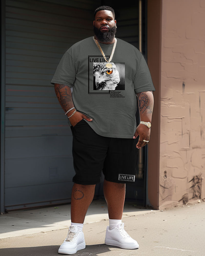 Big & Tall Graphic Streetwear Two-piece Set for big men view 2