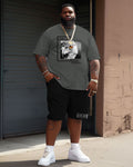 Big & Tall Graphic Streetwear Two-piece Set for big men view 2
