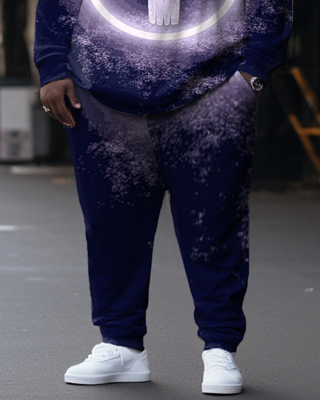 Big & Tall Purple Skull Hoodie Sweatpants Set for big men view 3
