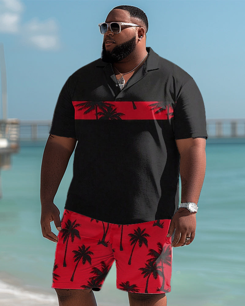 Big & Tall Hawaiian T-Shirt Shorts Set for big men view 1