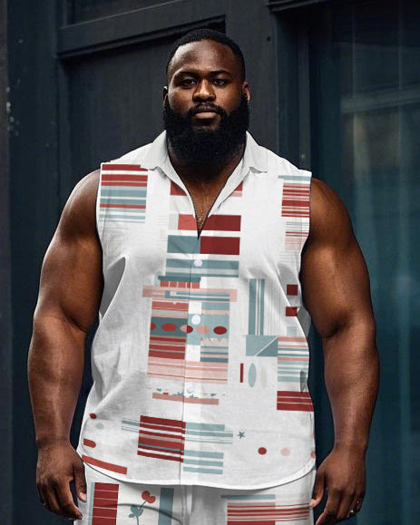 Big & Tall Colorblock T-Shirt Shorts Set for big men view 2