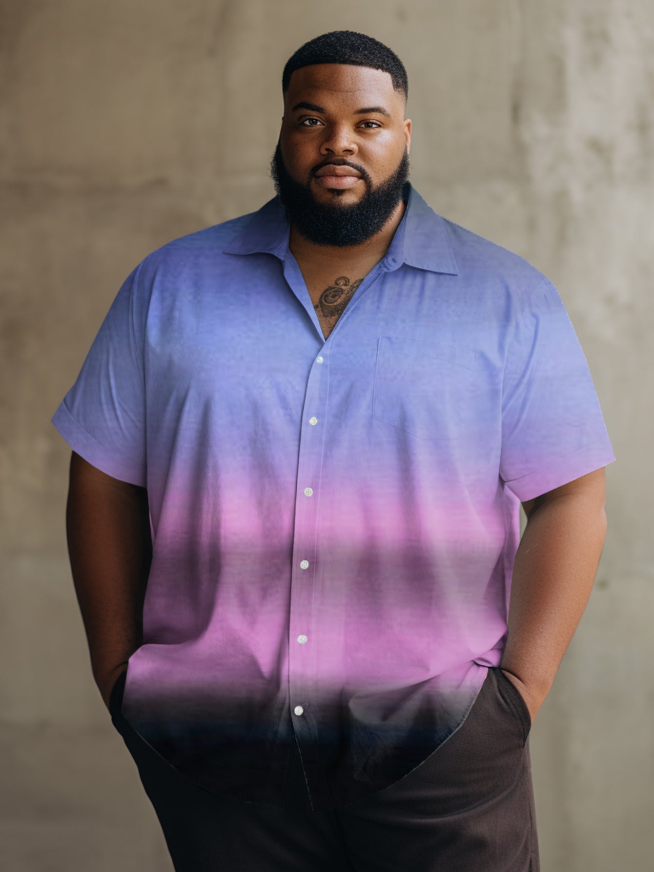 Big & Tall Gradient Shirt Pants Set for big men