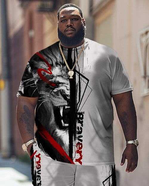 Big & Tall Graphic Streetwear T-Shirt Shorts Set for big men view 2