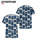 Big & Tall Blue Geometric Graphic T-Shirt for big men view 3