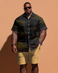 Big & Tall Striped Graphic T-Shirt Shorts Set for big men view 1