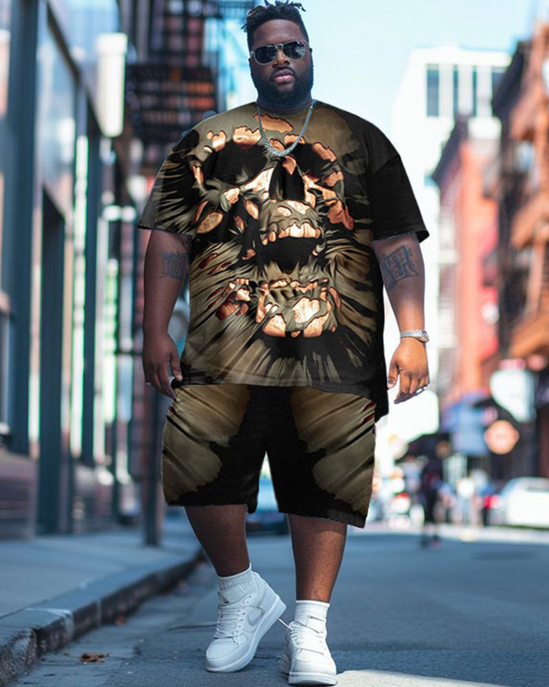 Big & Tall Geometric Graphic T-Shirt Shorts Set for big men view 1
