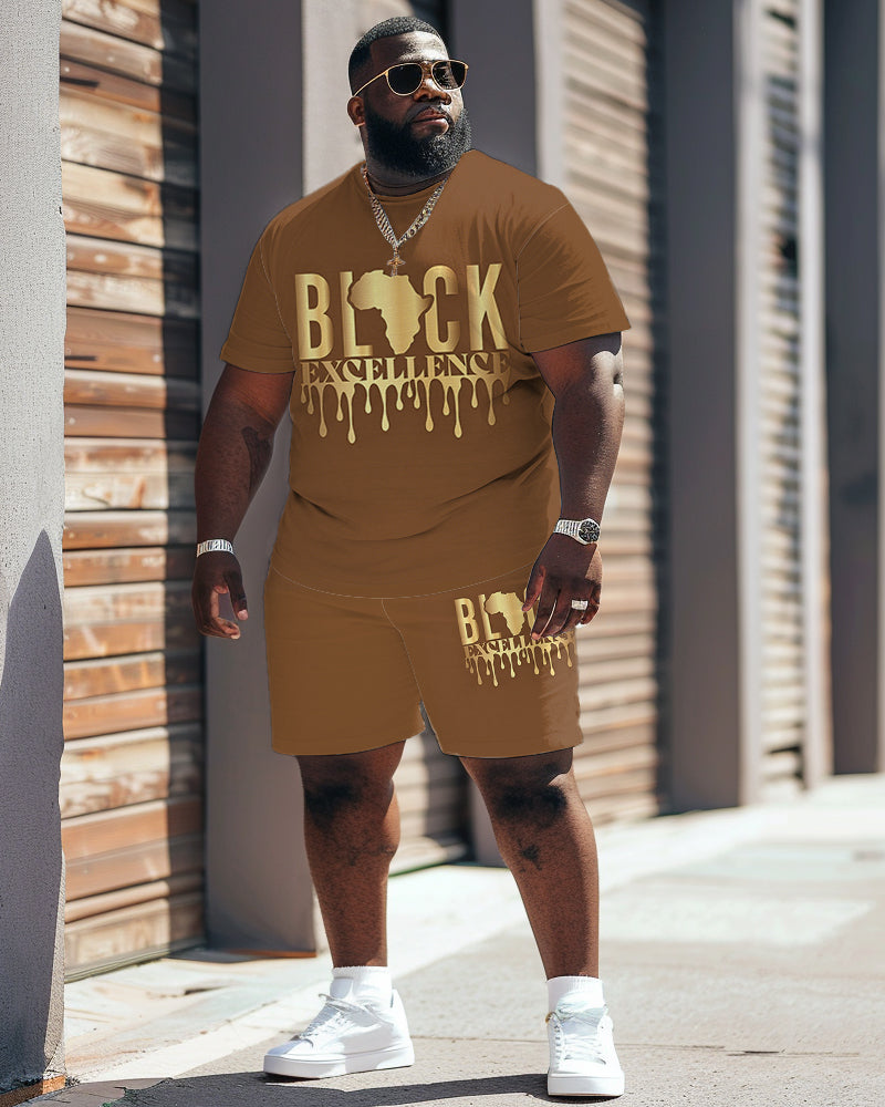 Big & Tall Black Juneteenth T-Shirt Shorts Set for big men view 5