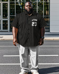 Big & Tall Striped Graphic T-Shirt Pants Set for big men view 1