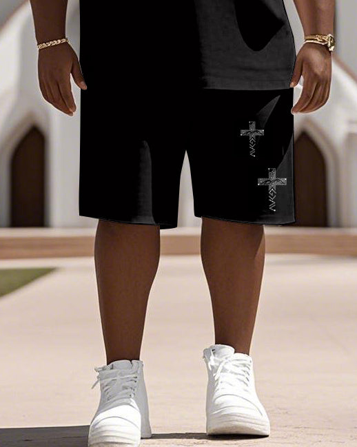 Big & Tall Graphic T-Shirt Shorts Set for big men view 3