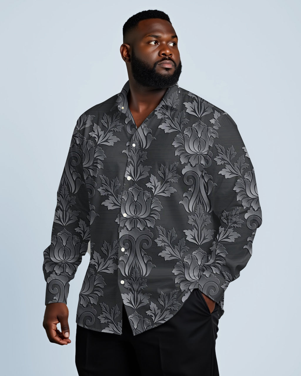 Big & Tall Business Casual Long Sleeve Shirt for big men view 1