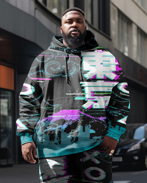 Big & Tall Streetwear Hoodie Sweatpants Set for big men view 2