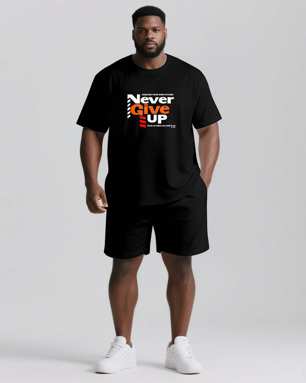 Big & Tall Graphic Streetwear Two-piece Set for big men view 1