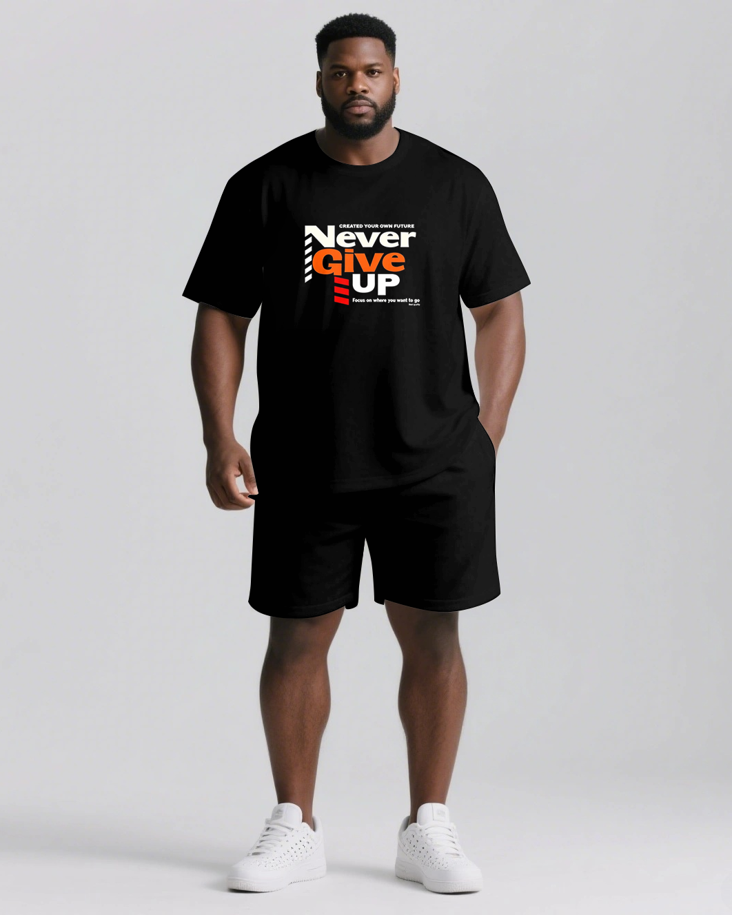 Big & Tall Graphic Streetwear Two-piece Set for big men view 1