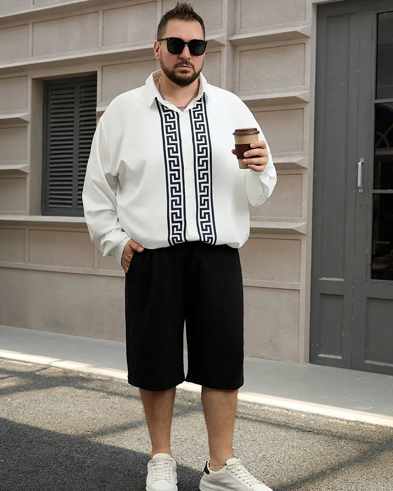 Big & Tall Geometric Striped Two-piece Set for big men view 4