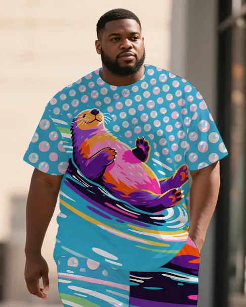 Big & Tall Streetwear T-Shirt Pants Set for big men view 2