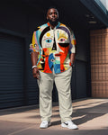Big & Tall Colorblock Geometric T-Shirt Pants Set for big men view 1