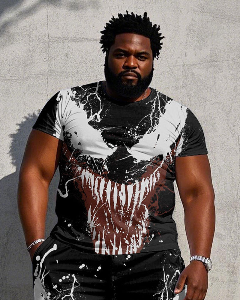 Big & Tall Streetwear T-Shirt Shorts Set for big men view 2