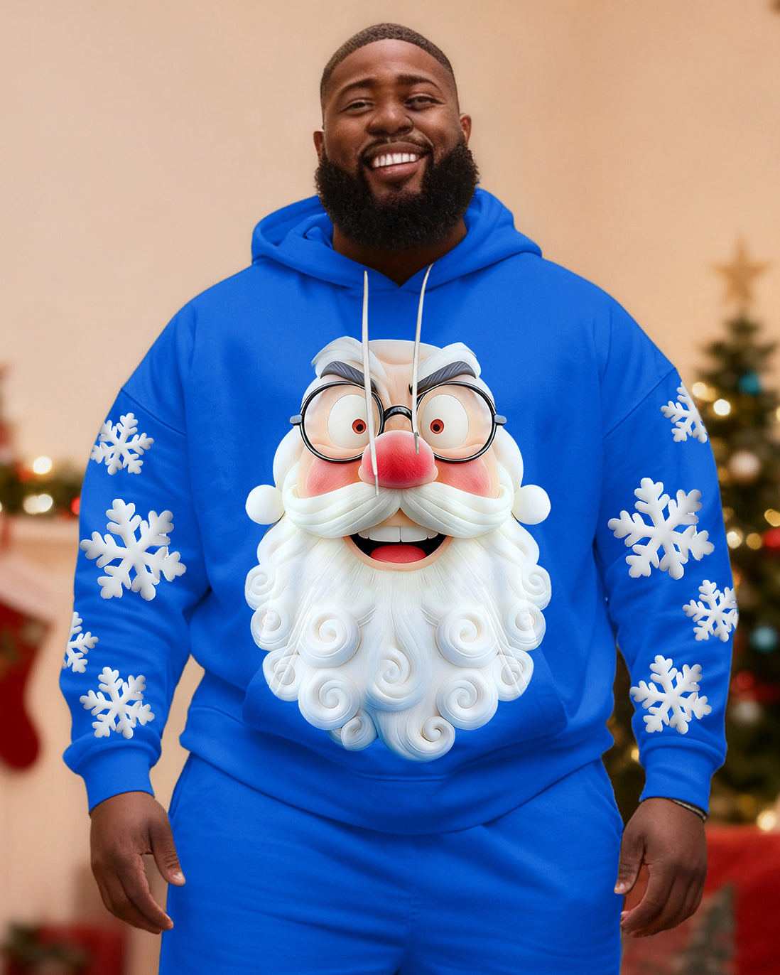 Big & Tall Graffiti Streetwear Hoodie Sweatpants Set for big men view 3