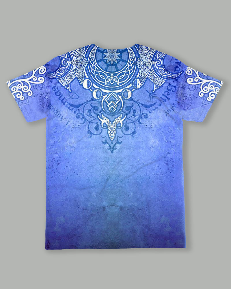Big & Tall Blue Graphic T-Shirt Shorts Set for big men view 4