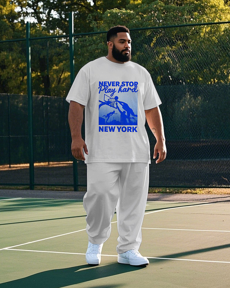 Big & Tall Graphic Athletic T-Shirt Pants Set for big men view 1