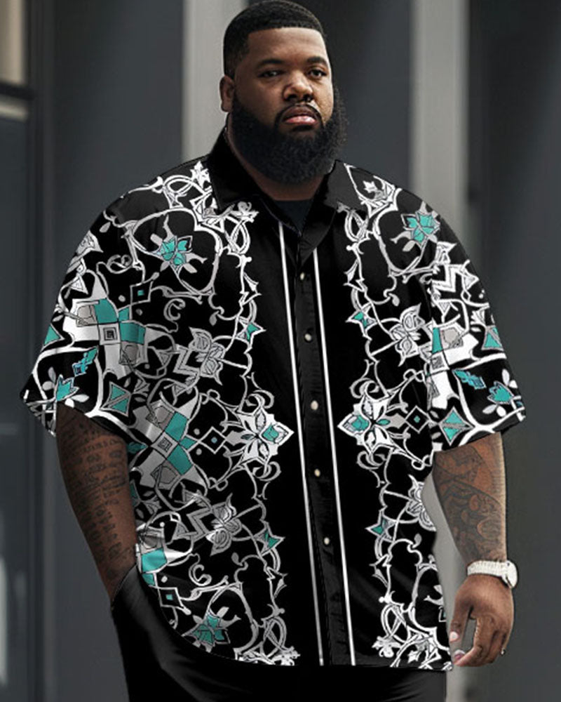 Big & Tall Blue Geometric Business Casual Jeans for big men view 2