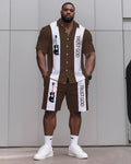 Big & Tall Striped T-Shirt Shorts Set for big men view 1